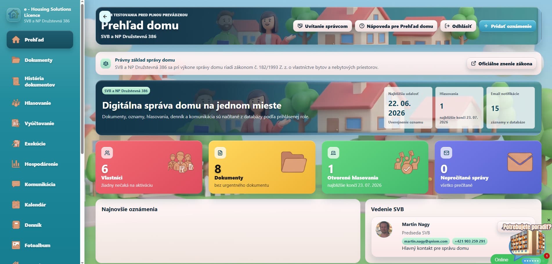 Administrácia e - Housing Solutions Licence